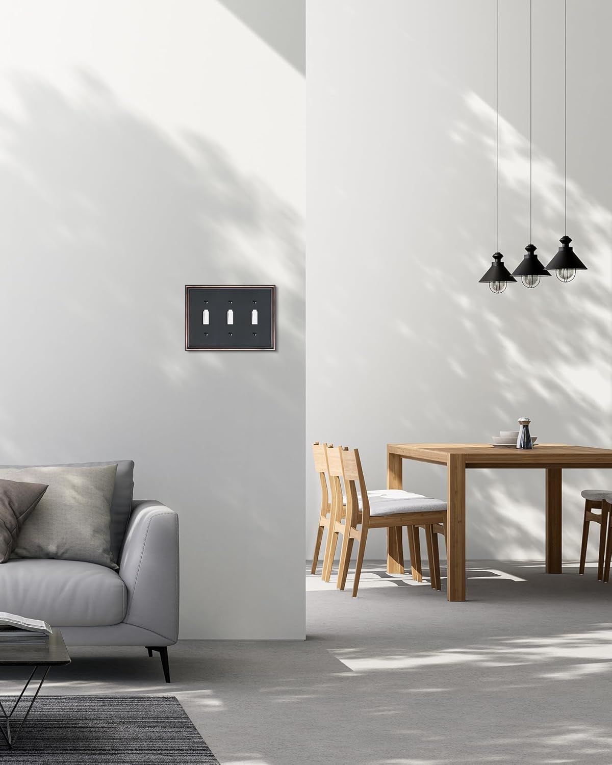 2-Pack Triple Toggle Light Switch Cover Plate, Durable Solid Zinc Alloy Decorative Switch Plate Covers, Aged Bronze 3 Gang Wall Plate, Corrosion Resistant