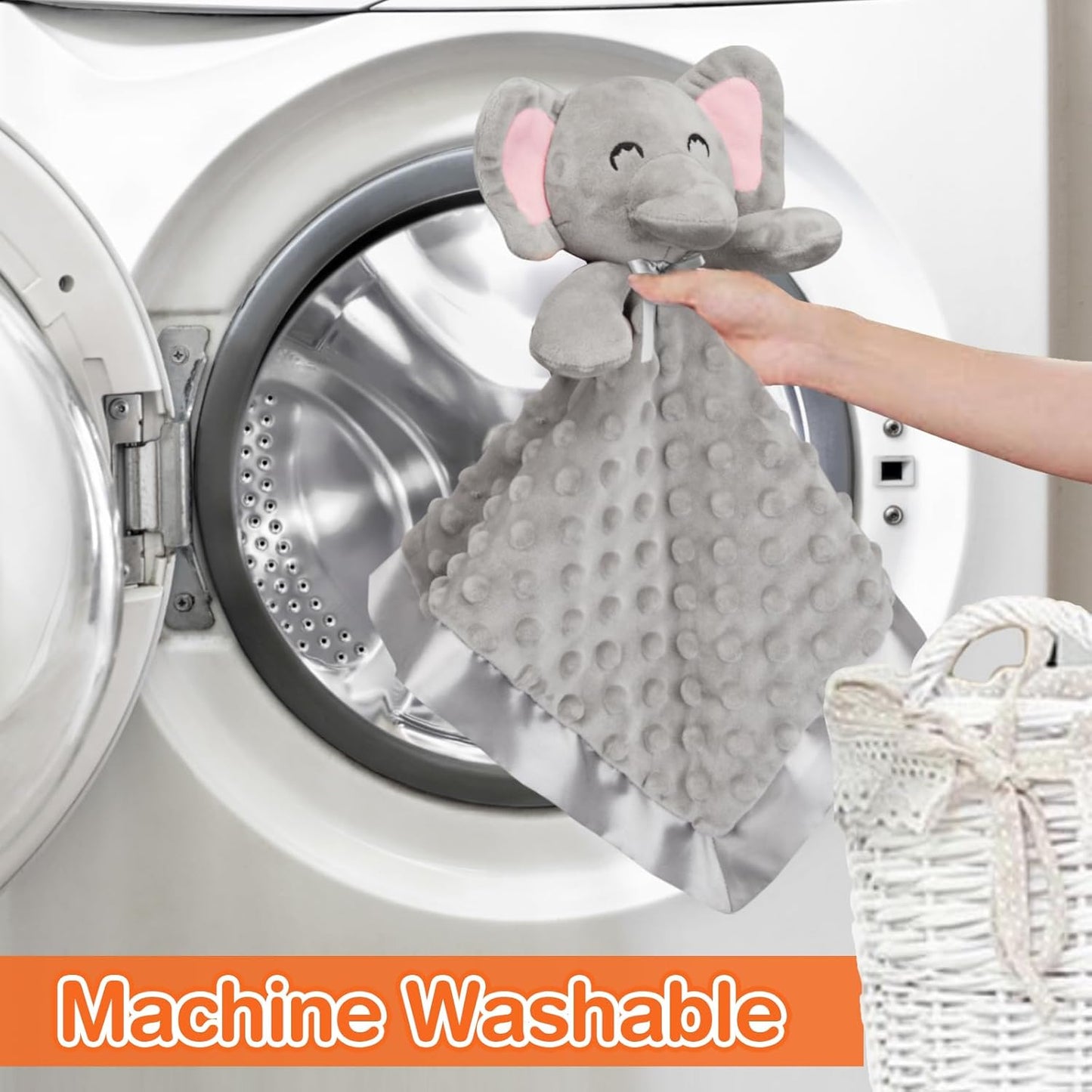 Loveys for Babies, Soft Baby Security Blanket Lovies for Babies, Stuffed Animals Blankie for Newborn Infant with Baby Snuggle Toy, Boys Gilrs Gifts Grey Elephant Security Blanket 16 Inch