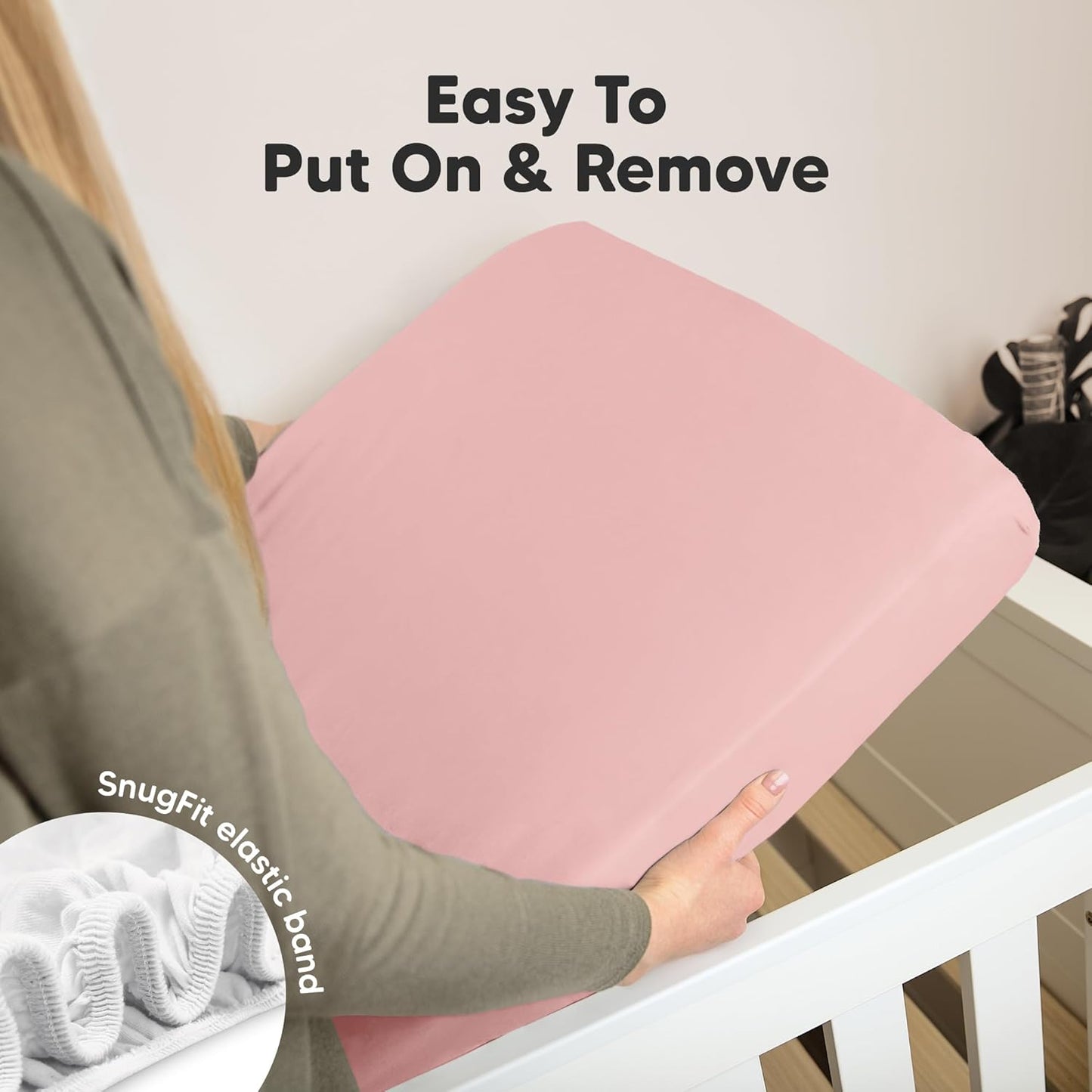 2-Pack Mini Crib Sheets Fitted - 38x26 Pack N Play Sheets for Pack and Play Mattress, Organic Cotton, Soft & Breathable Playard Bedding, Neutral Mini Toddler Bed Cover for Boys, Girls (Rose)