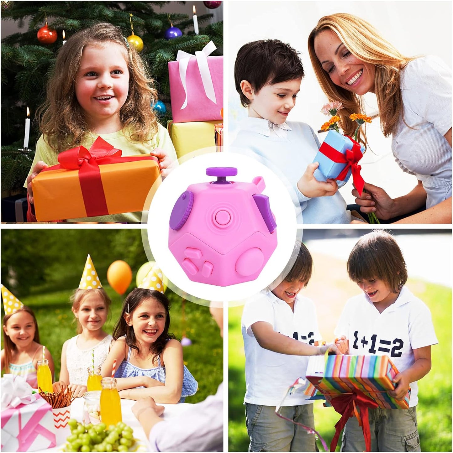 Small Fidget Toys,Mini Finger Cube,12 Sided Cube Toys Relief Stress and Anxiety Depression Anti for Girls Kids Adults (Pink)