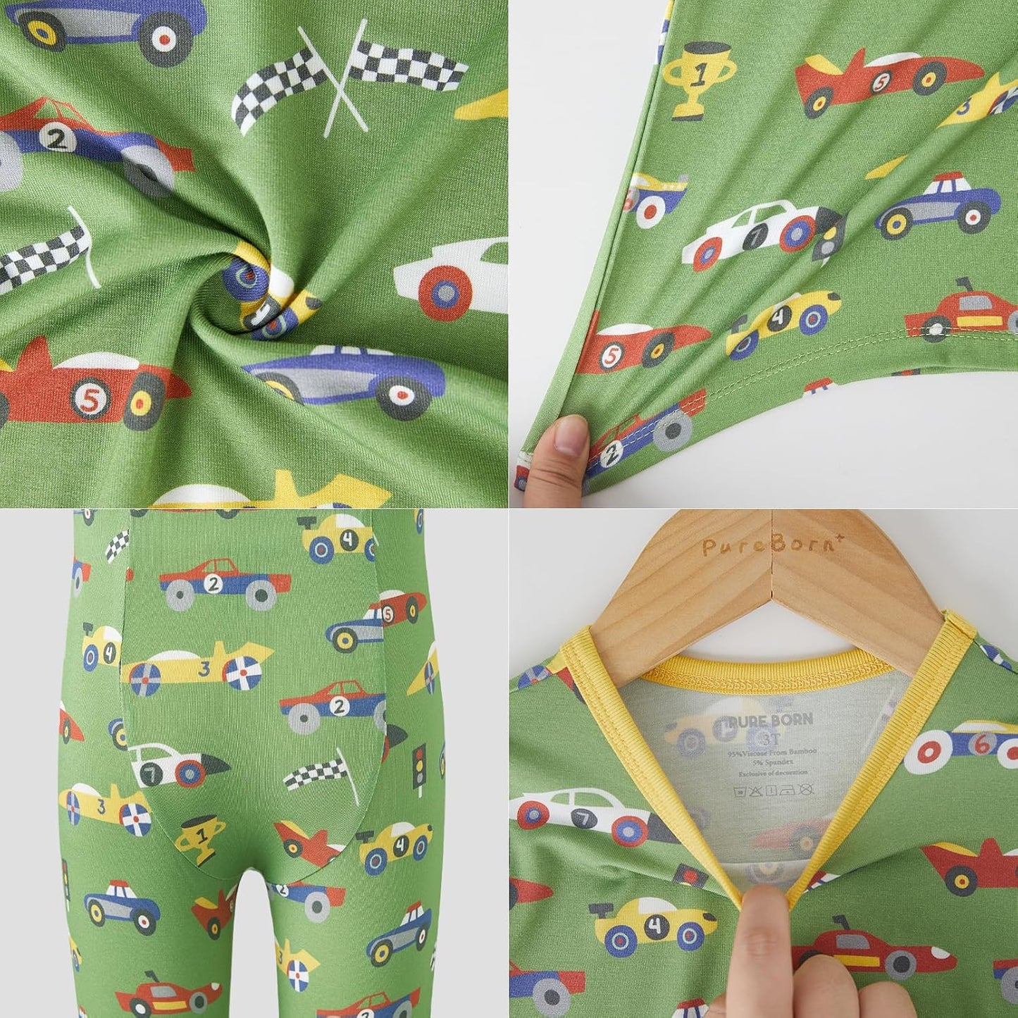 pureborn Baby Viscose From Bamboo Pajamas Set Pjs - Kids Toddler Girl Snug Fit Viscose Sleepwear 2pcs 18M-8Y