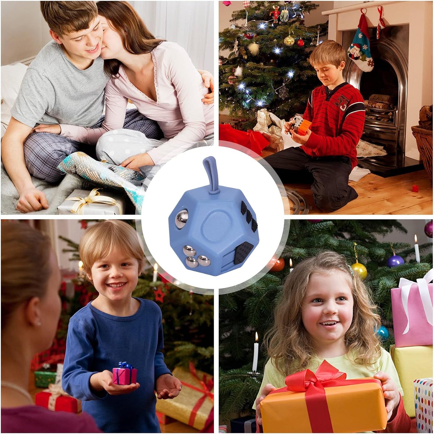 Small Fidget Toys,12 Sided Fidget Toys,Mini Cube Toys Relief Stress,Autism and Anxiety Depression Anti for Kids Adults Improve Focus (Grey)