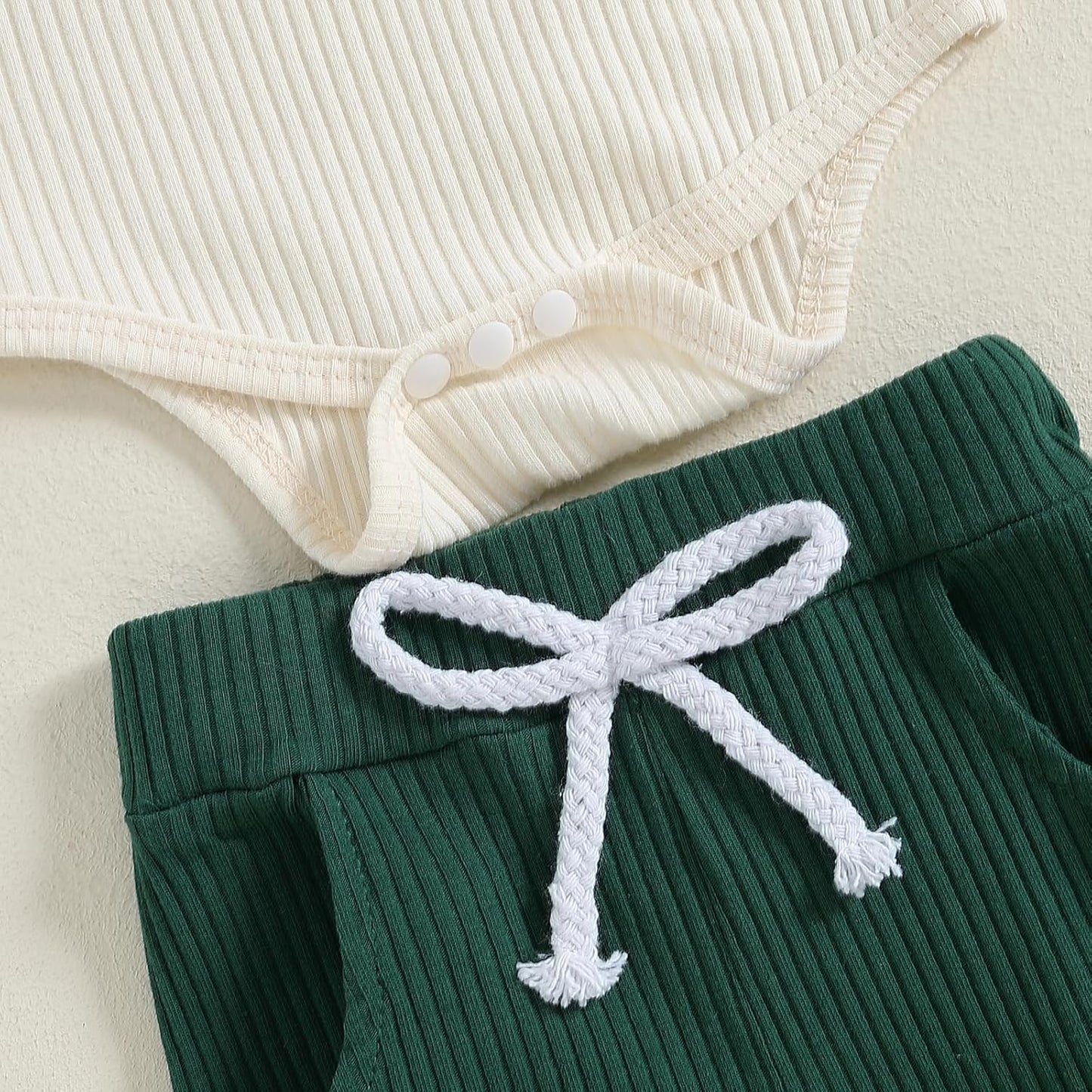 fhutpw Baby Boy Clothes 3 6 12 18 Months Ribbed Knitted Long Sleeve Romper and Pants Sets Newborn Fall Splicing Color Outfits