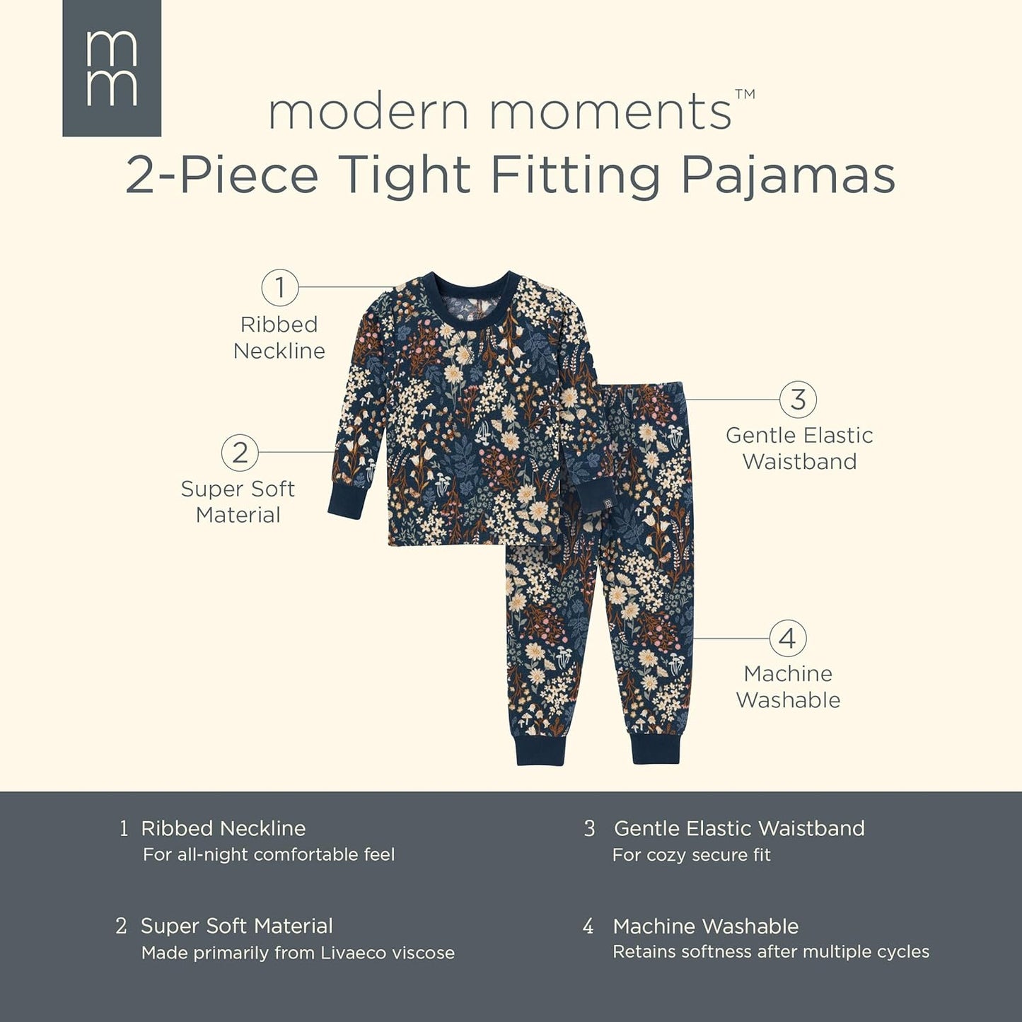 Modern Moments by Gerber Baby and Toddler Hacci Snug Fit 2-Piece Pajama Set