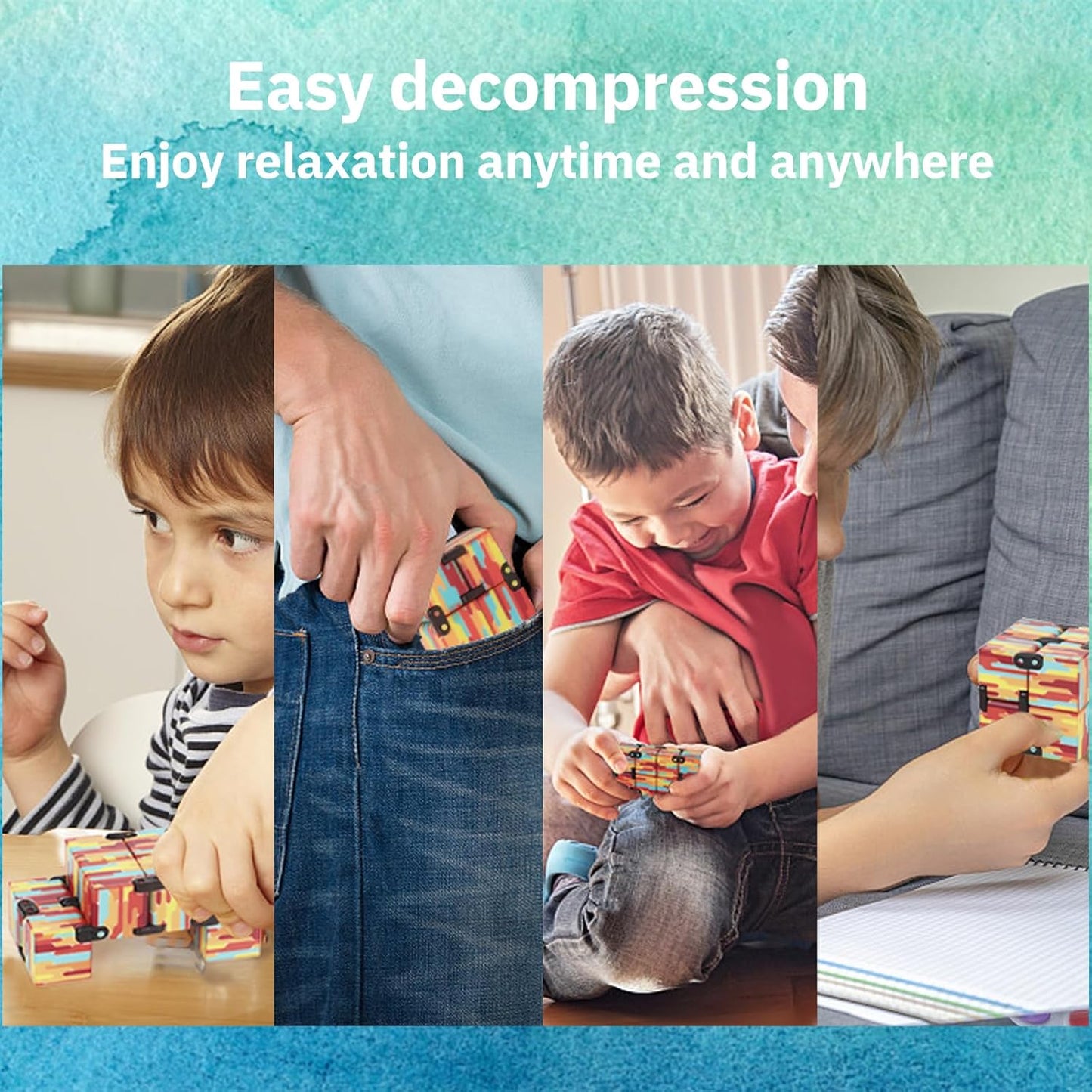 Fidget Infinity Cool Cube Toys: Hand Held Magic Cube Cool Stuff Gadgets Things Unique Birthday Gifts Boys Girls Kids Adults Anxiety Stress Relief Sensory Toy Finger Christmas Stocking Stuff Gifts Toys