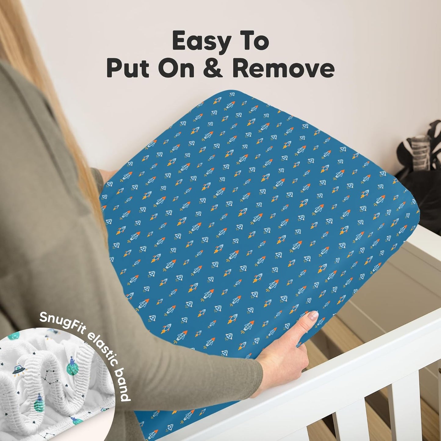 KeaBabies 2-Pack Organic Crib Sheets for Boys, Girls - 52x28 Fitted Crib Mattress Sheet Neutral, Breathable Jersey Cotton Cover for Baby Bed, Toddler Mattress, Soft & Cute Prints (Space Quest)