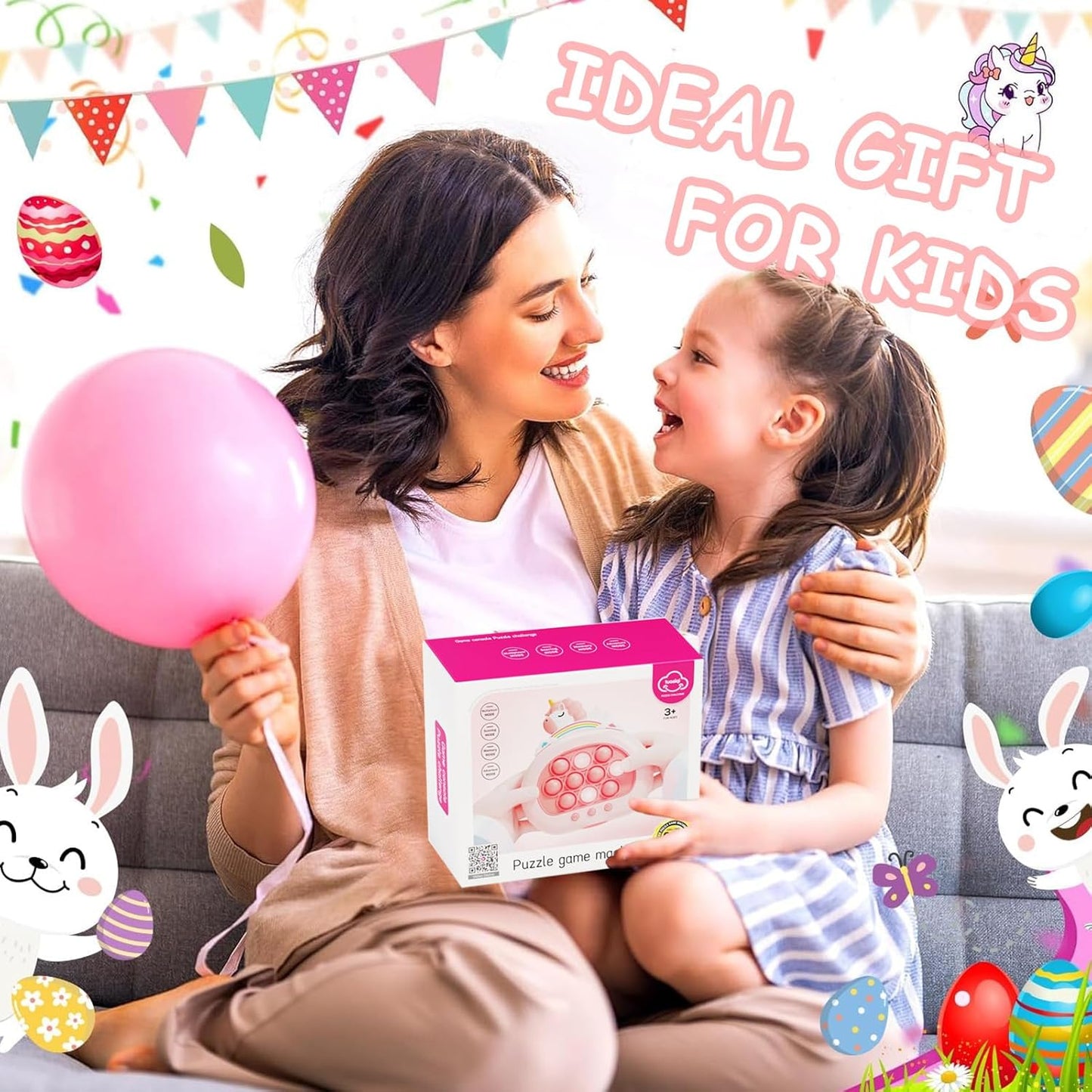 Stress Relief Toys, Decompression Breakthrough Puzzle Pop Button Gopher Handheld Game Machine, Novelty Fidget Toys Party Favor Gifts for Kids Adults (Flamingo)