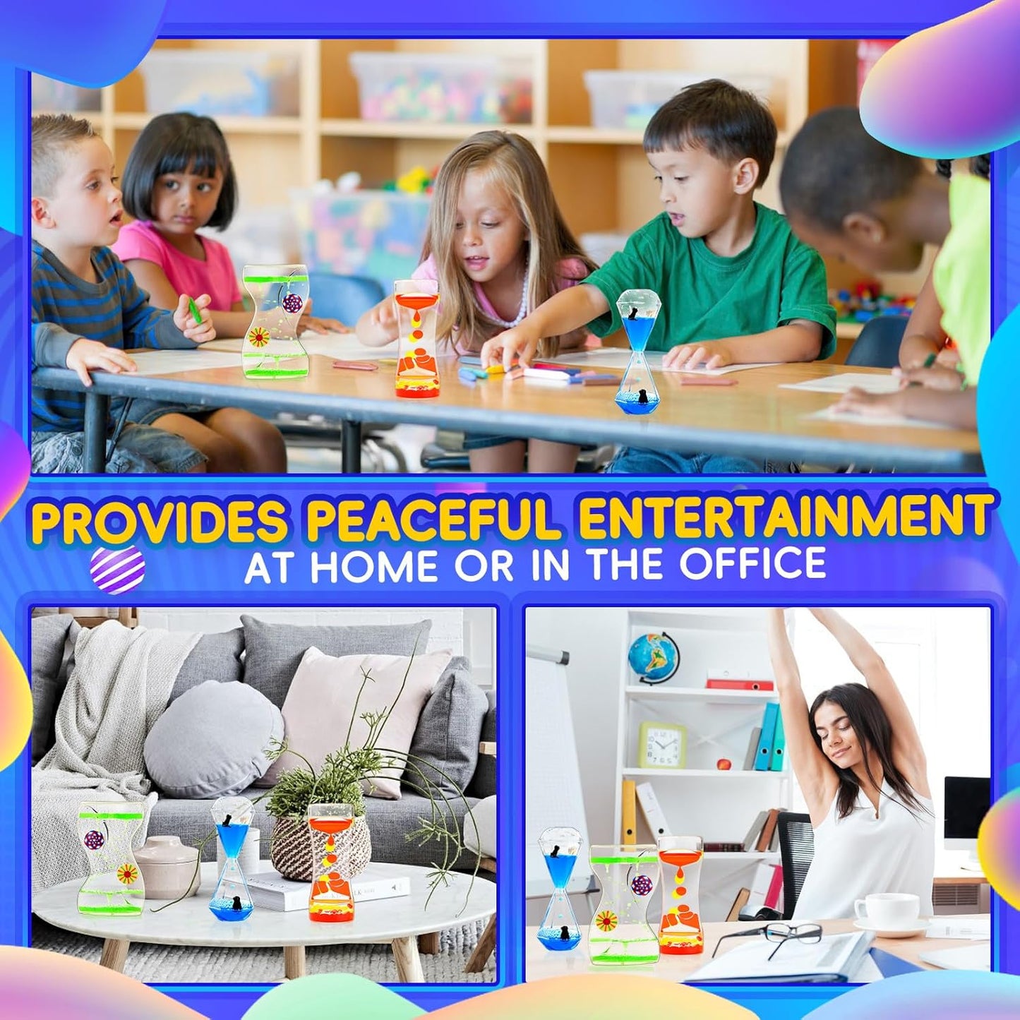 3 Types Liquid Motion Bubbler Liquid Timers for Kids Sensory Fidget Toys Small Calming Toys Autism Toy