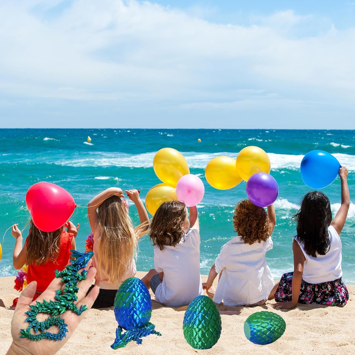 Dragon Egg ,Dragon Egg Fidget Surprise Toy with 3D Printed Dragon, Dragon Eggs with Dragon Inside Fidget Toy, 12" Dragon and Dragon Egg Toy Gifts for Autism and ADHD. (Laser Green)