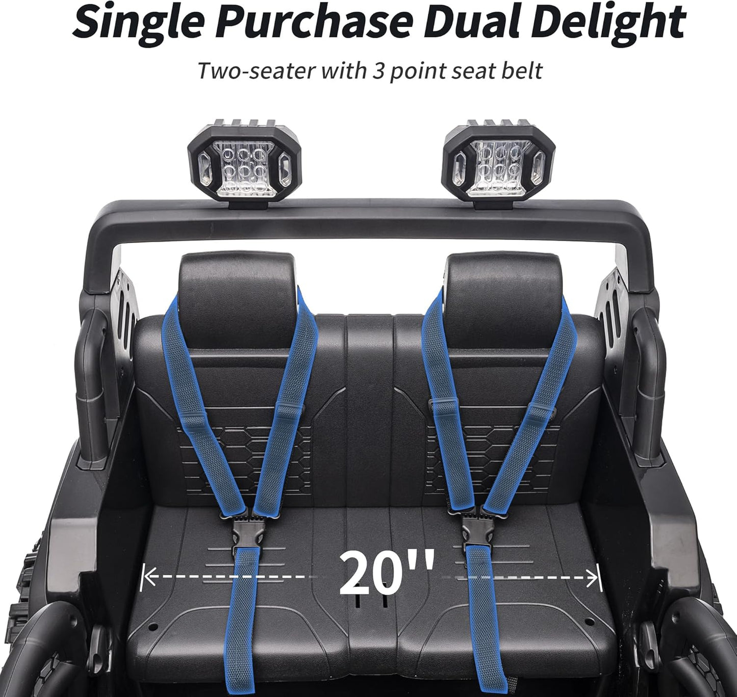 2 Seater Ride on Car Truck, 12V Kids Electric Ride on Toy for Big Kids Age 3-8 w/Remote Control- Black