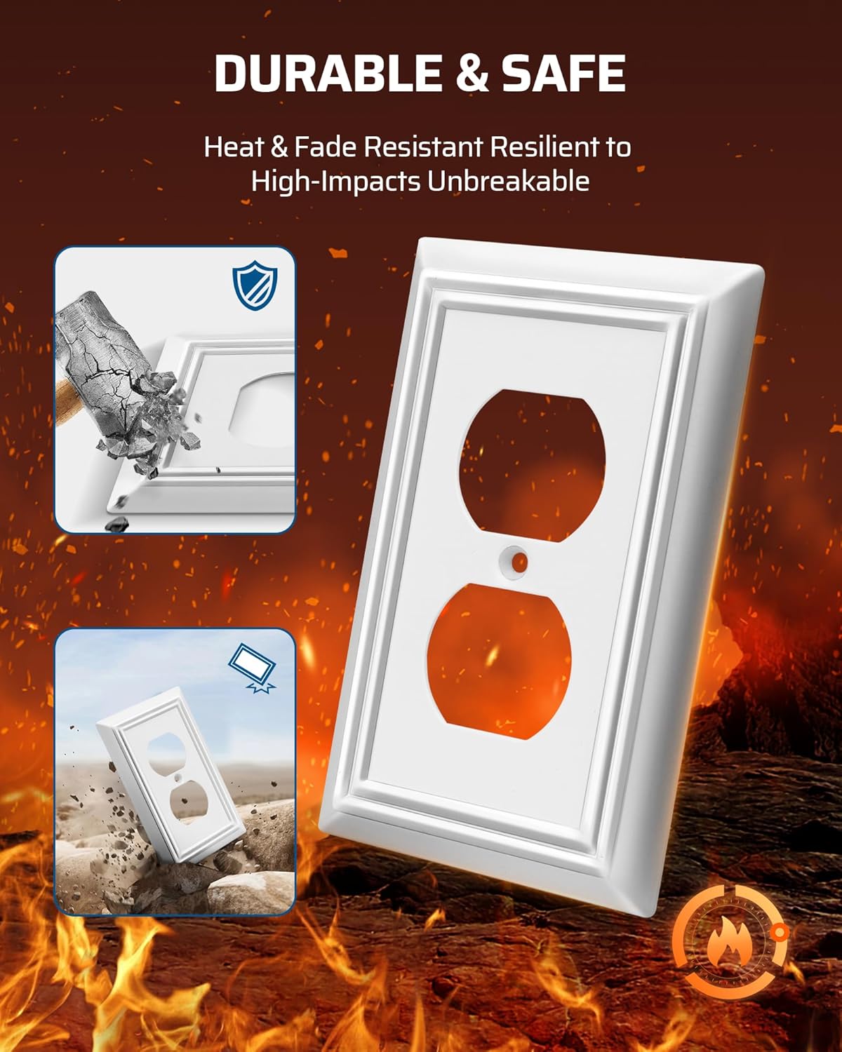 DEWENWILS 4 Pack White Outlet Cover Plate, White Metal Outlet Covers, 4.88"×3.13", Decorative Electric Outlet Covers