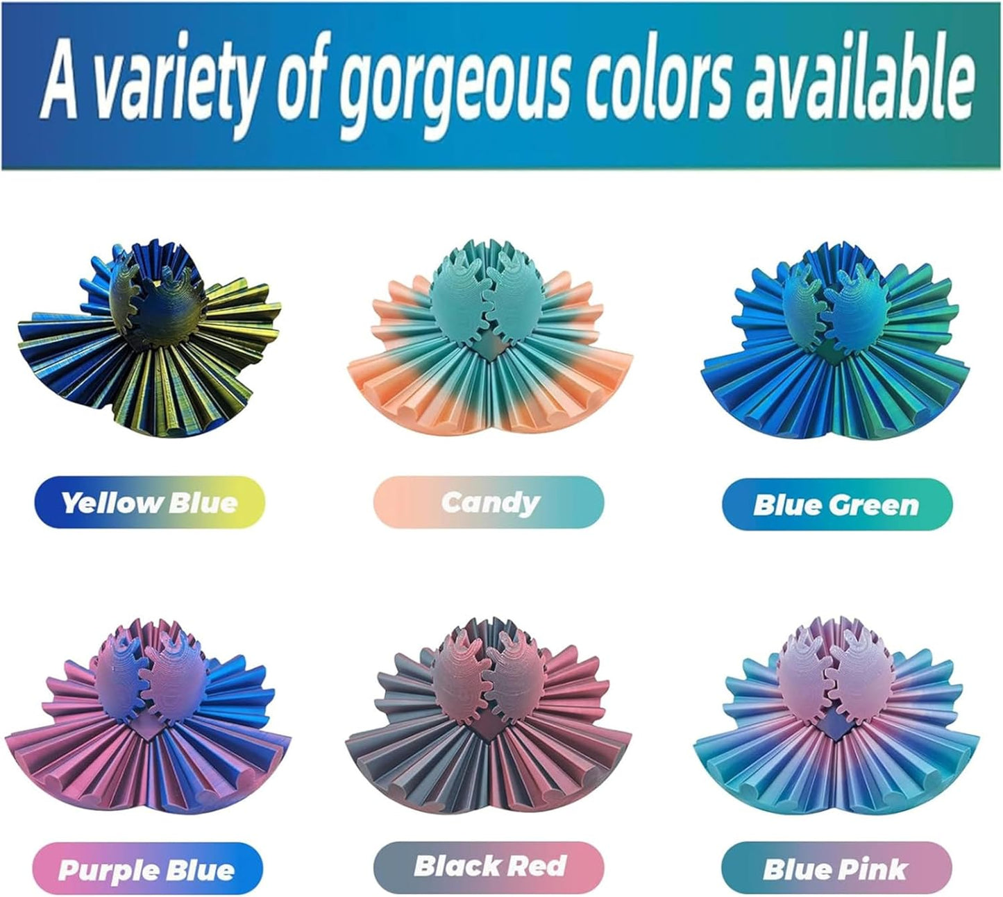 Gear Ball for ADHD 3D Printed Gear Ball Spin Ball Fidget Toy - Gearsphere Gear Ball for Stress and Anxiety Relaxing Fidget Ball - Ideal for Sensory Needs and Autism (Rainbow Color)