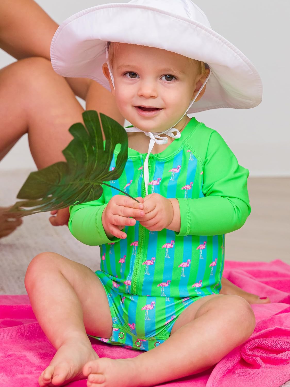 RUGGEDBUTTS Baby/Toddler Boy Swimsuit, One Piece Zipper Rash Guard Sunsuit with UPF 50+ Sun Protection