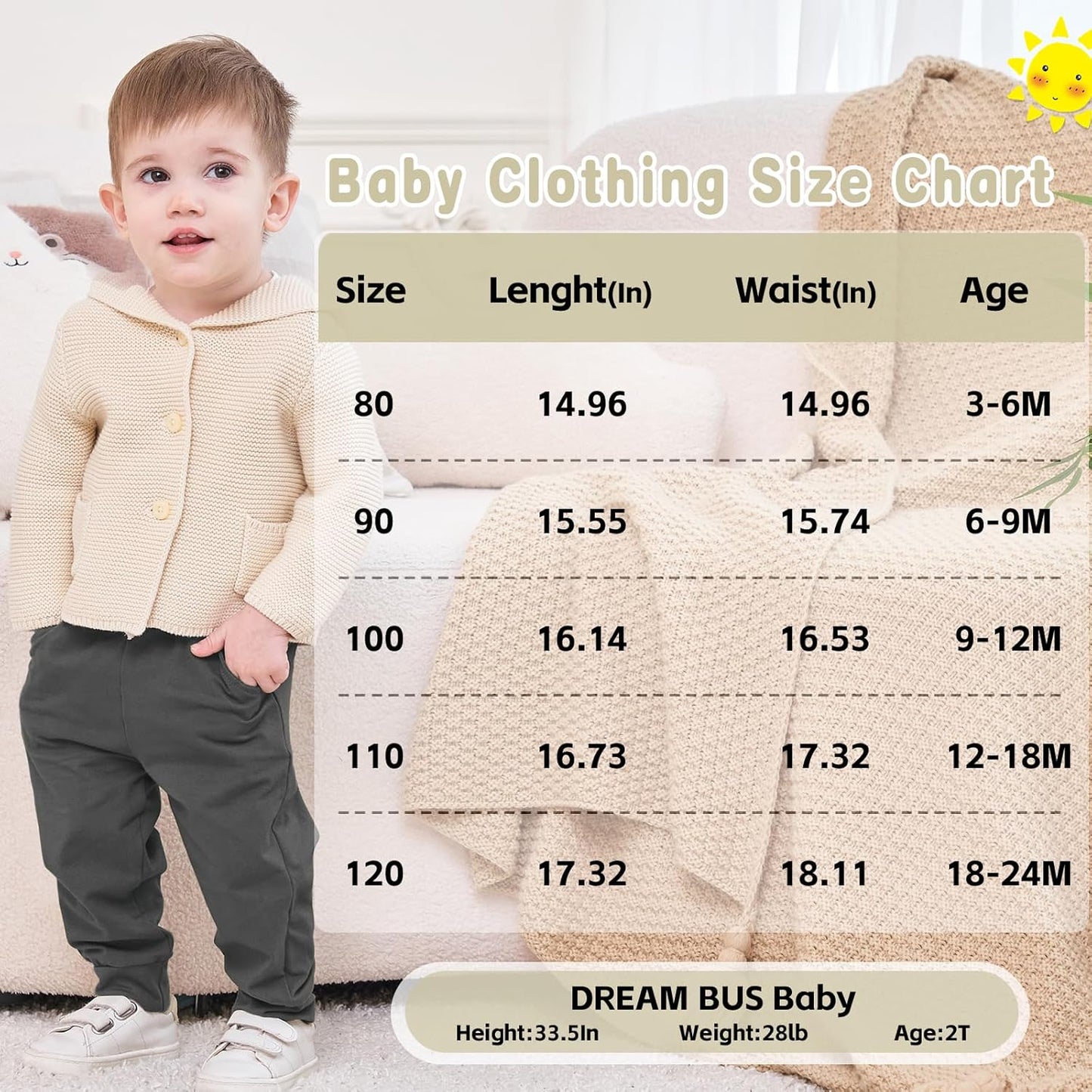 DREAM BUS Pack of 3 Toddler Jogger Pants with Pocket Toddler Boy Sweatpants Baby Boy Pants Infant Newborn Leggings