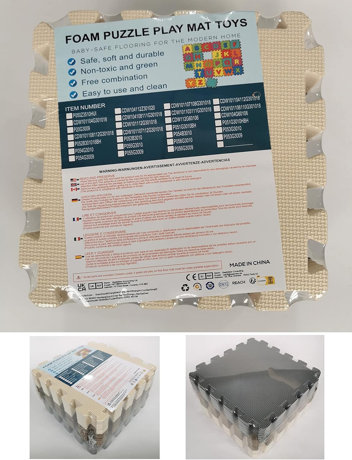 MQIAOHAM® 18 Pieces + 18 Edges Puzzle Play Mats, Soft Baby Play Mat, Kids Interlocking Foam Floor Tiles, Toddlers Carpet Playmats XZ301018-101104