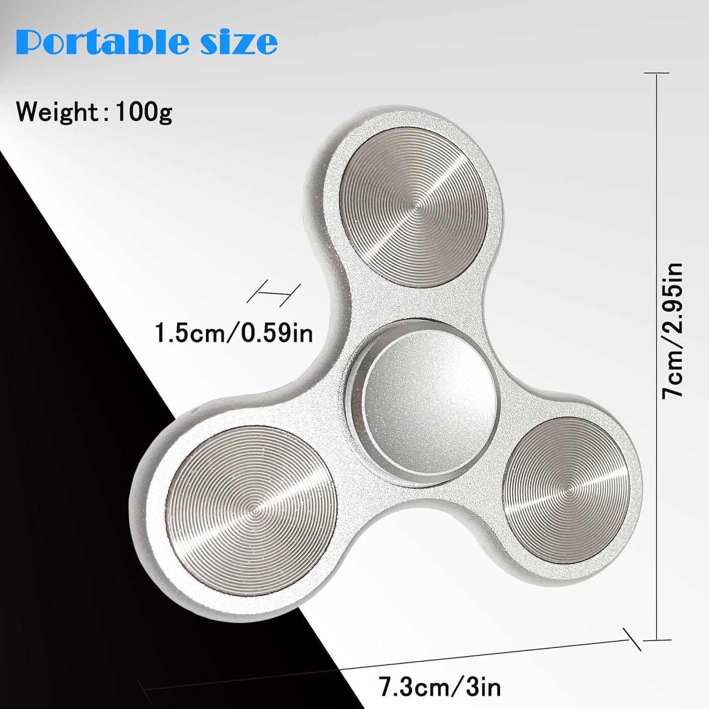 Fidget Spinners Toy Ultra Durable Stainless Steel Bearings High Speed 3-6 Min Spins Metal Material Hand Spinner ADHD Focus Anxiety Toys Stress Relief Reducer Fidget Spinner for Kids Adults Silver