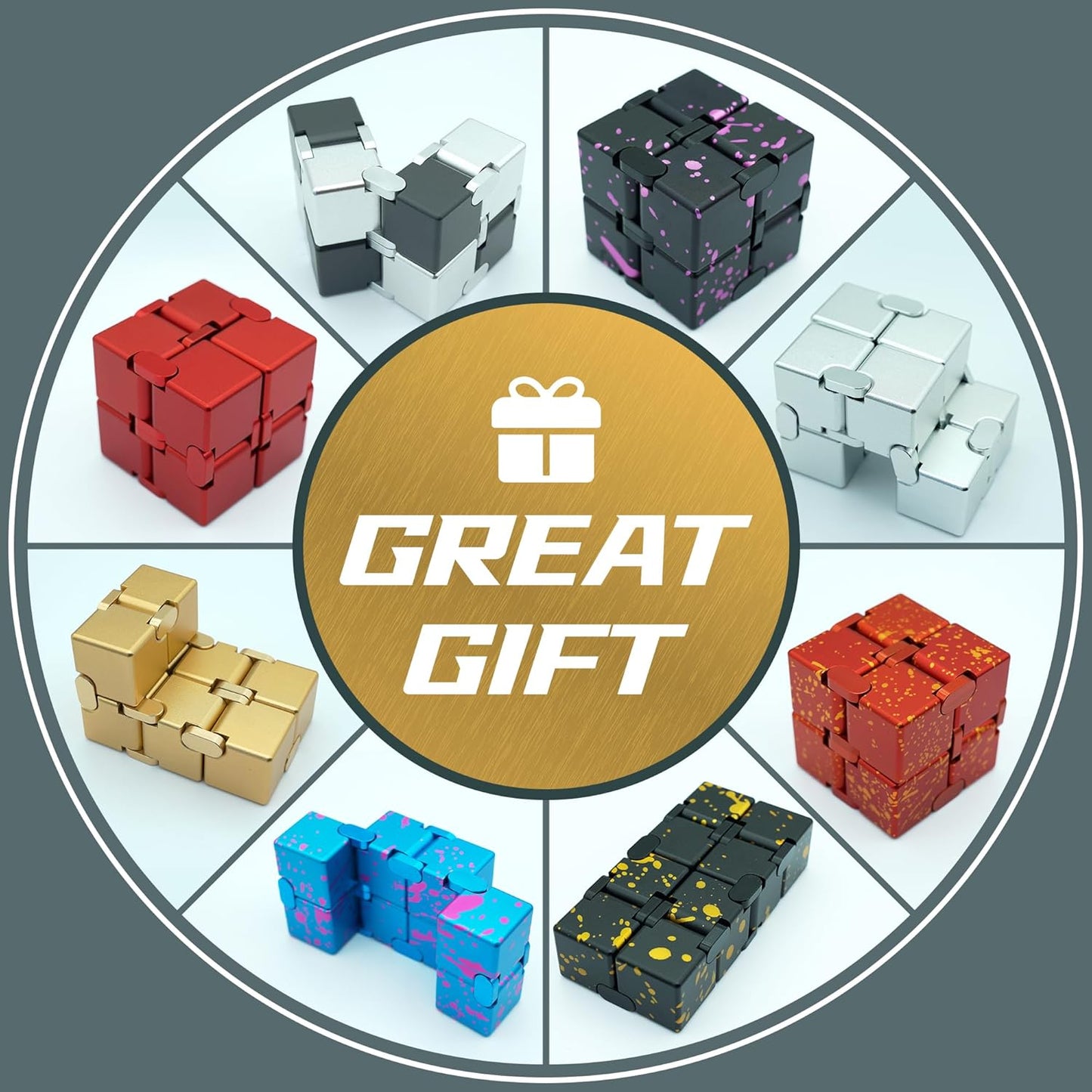 Fidget Infinity Cube, Quite Fidget Toys Anxiety Relife Items Fidgets for Adults, Fidget Sensory Toys for Teens Kids, Classroom Prizes (Black Yellow)