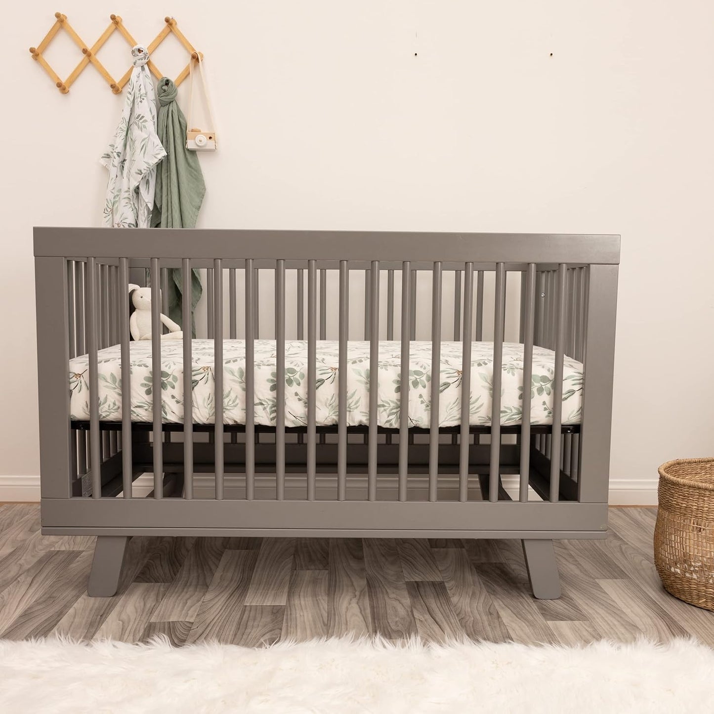 Organic Muslin Fitted Crib Sheet - Organic Crib Sheet for Standard Crib and Toddler Mattresses, Soft and Breathable, Eucalyptus Leaves, 28βx52β