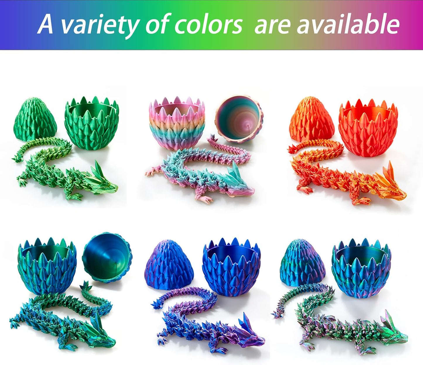 15 inches Dragon with Egg, Red-Green-Blue Dragon Toy,Articulated Crystal Dragon,Fidget Toy Cool