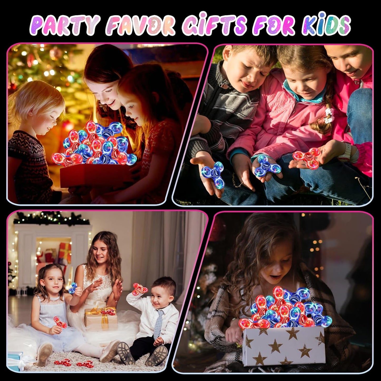 SCIONE 2Pack Fidget Spinners for Kids, LED Light up Sensory Fidget Toys for Kids Adults, Glow in The Dark Toys for Teens Boys Girls Halloween Classroom Prizes, ADHD Stress Anxiety Relief Fidgets