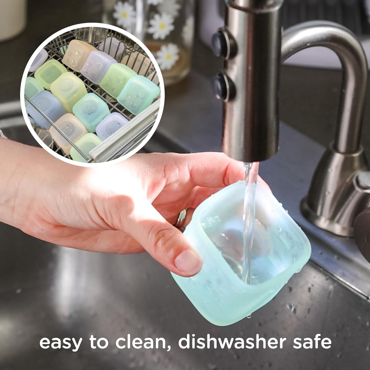 Olababy Clear Sense Silicone Storage Containers 4pk for Baby Food, Snacks, Formula, Puree, Sauce & More | Micro Plastic & BPA-Free | Daycare Essentials for Toddlers and Kids (Kiwi, 4 oz / 120 ml)