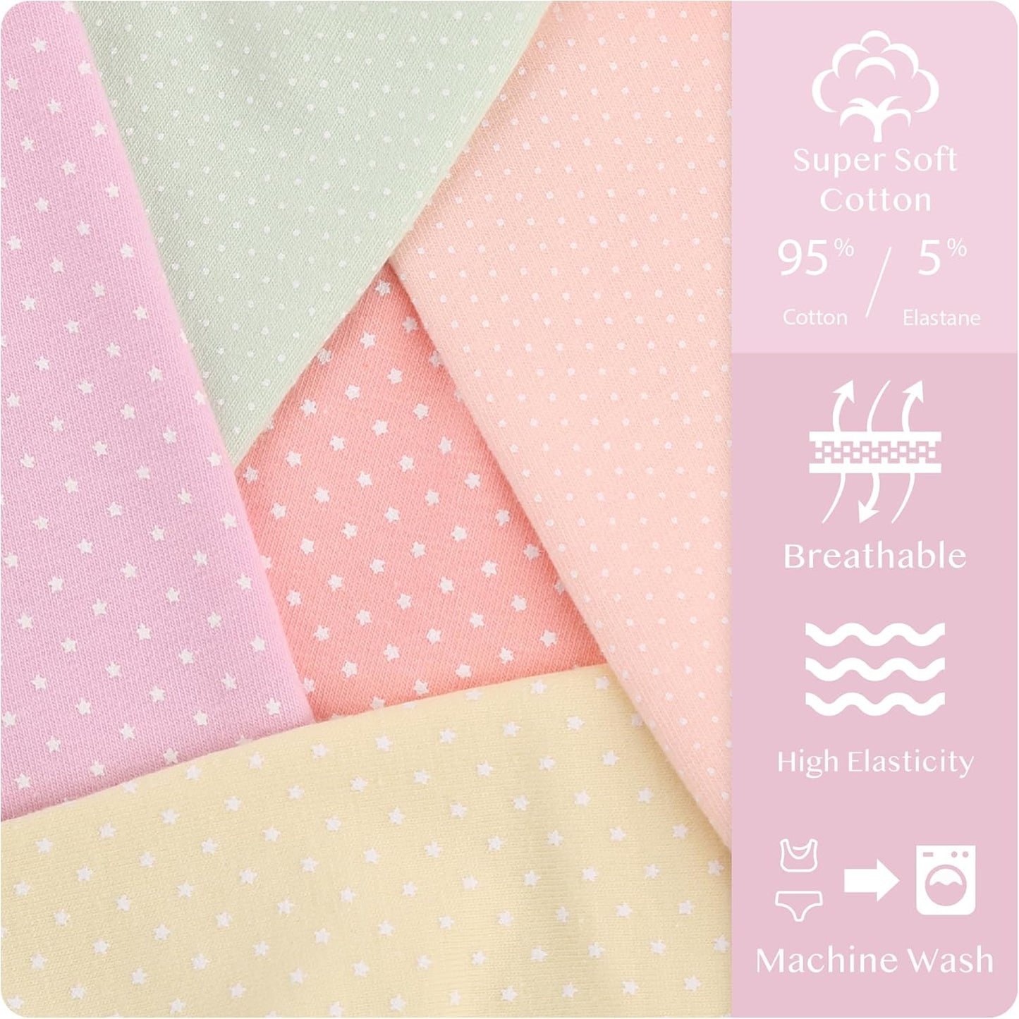 Donella Girls' Soft Cotton Underwear - Kids Bikini Brief Panties for Girls and Toddlers 5-Pack, Age: 2-15