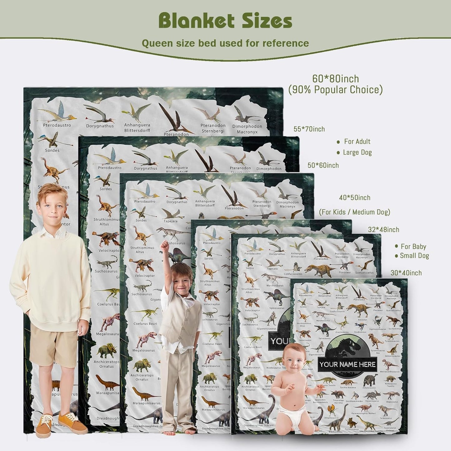 Personalized Dinosaur Blanket with Name Custom Name Blanket for Baby Boy Newborn Customized Gifts for Baby Shower Christmas Birthday Expect Mom