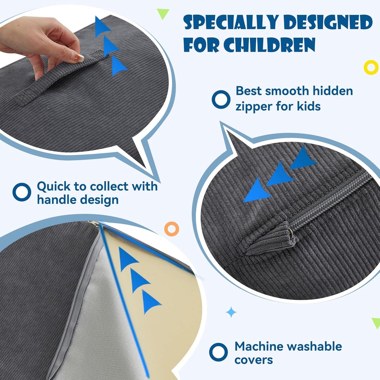 Jela Foam Blocks 6Pcs Soft Play Equipment Luxury Corduroy Fabric, Toddler Climbing Toys Indoor Soft Play for Toddlers