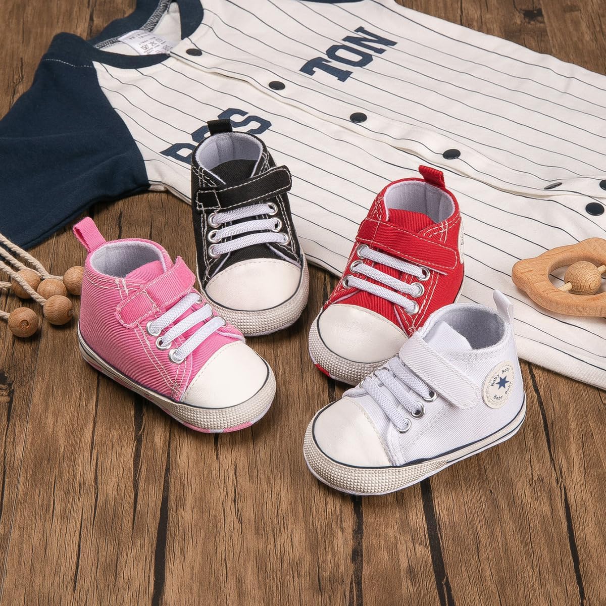 Unisex Baby Girls Boys Canvas High-top Shoes, Newborn Infant Anti-Slip Soft Sole Frist Walking Breathable Sneakers