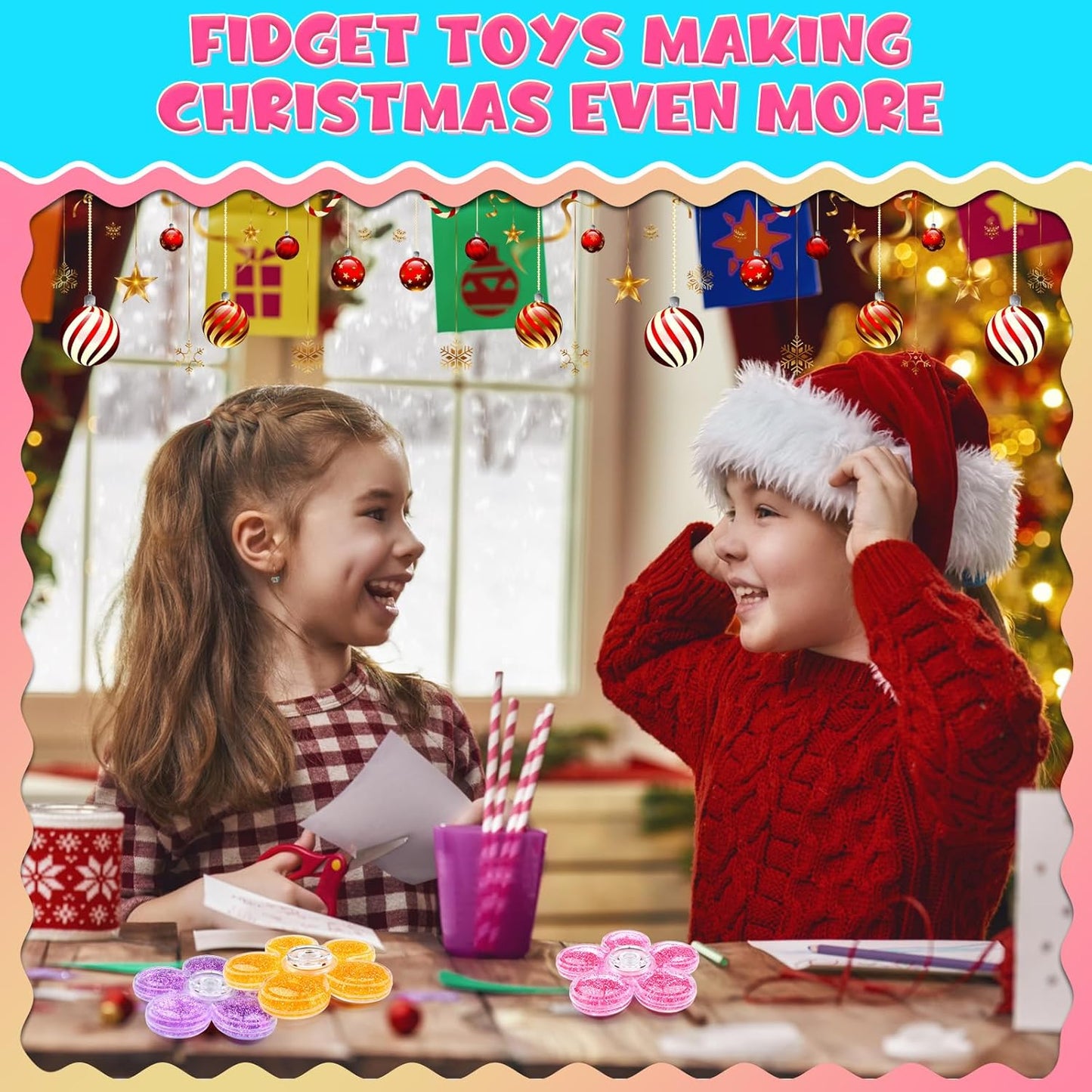 Fidget Spinner 4Pcs,Fidget Toys for Adults Kids Girls,Quiet Fidgets Figette Toys for 8-12,Fidget Sensory Toys for 5-7,Cool Gadgets Travel Toys,Anxiety ADHD Autism Toys, (A)