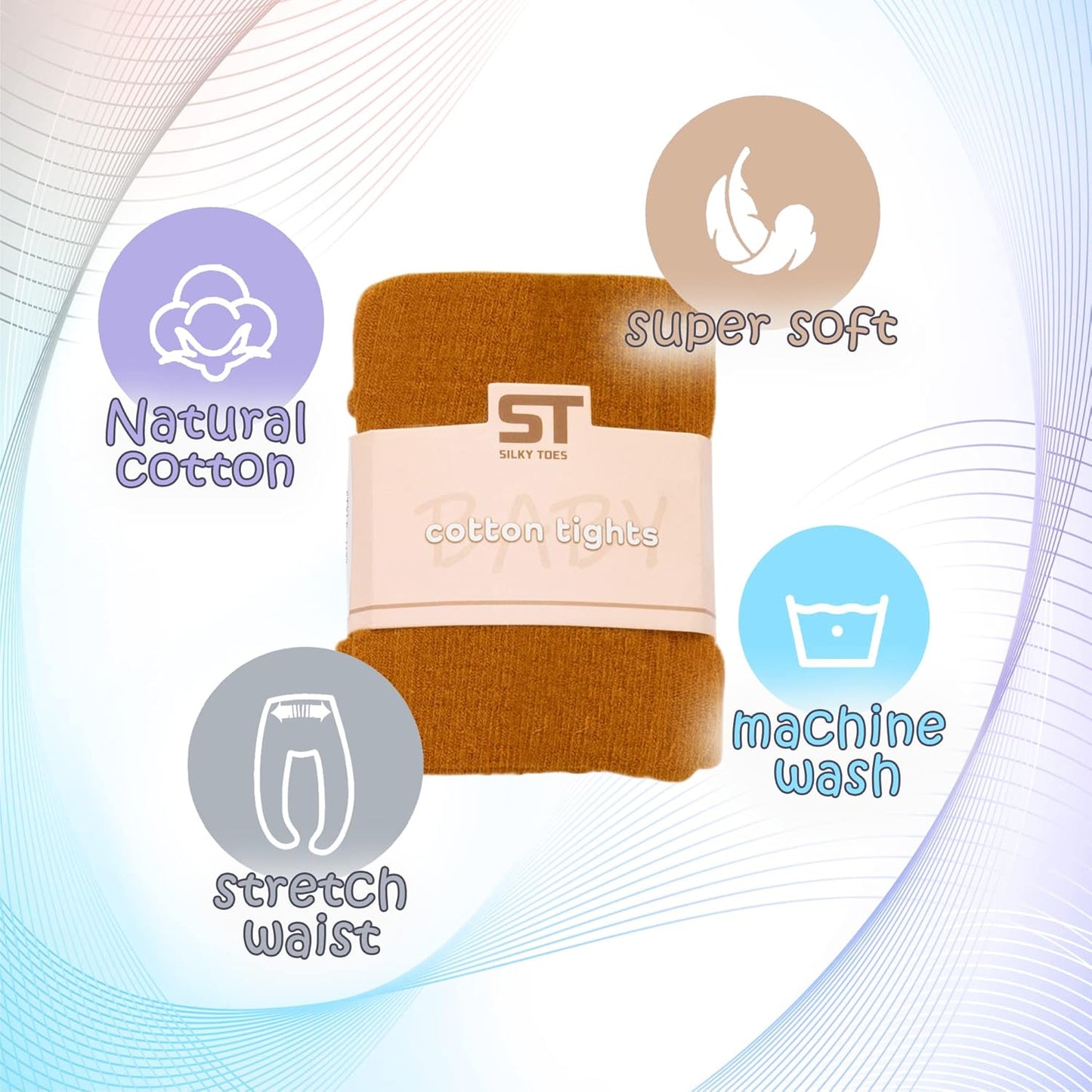 Silky Toes Luxurious Cotton Tights for Baby Girls 1 Pk Cable Knit Winter Footed Leggings