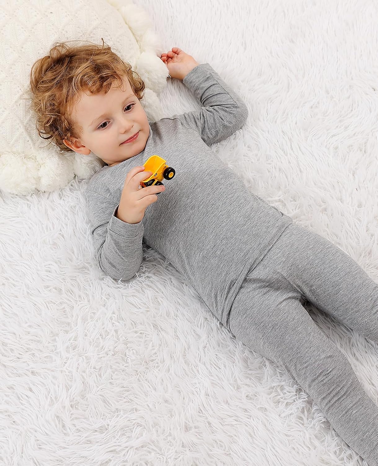 JunNeng Bamboo Viscose Pajamas for Toddler Baby, Boys Girls Solid Snug Fit Pajamas Long Sleeve Sleeper