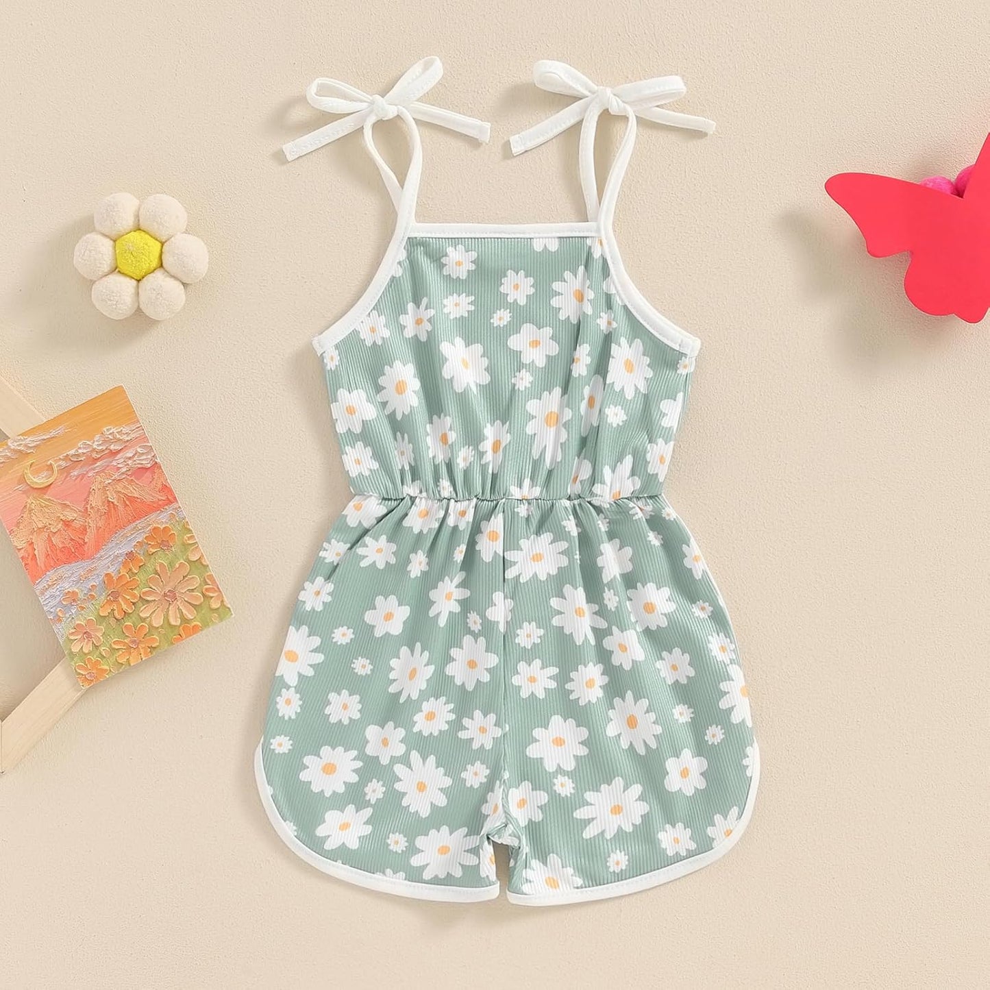 WZTYYDS Toddler Baby Girl Summer Clothes Floral Romper Tie-Up Strap Halter Jumpsuit Infant Summer Sling Playsuit 6M-3T