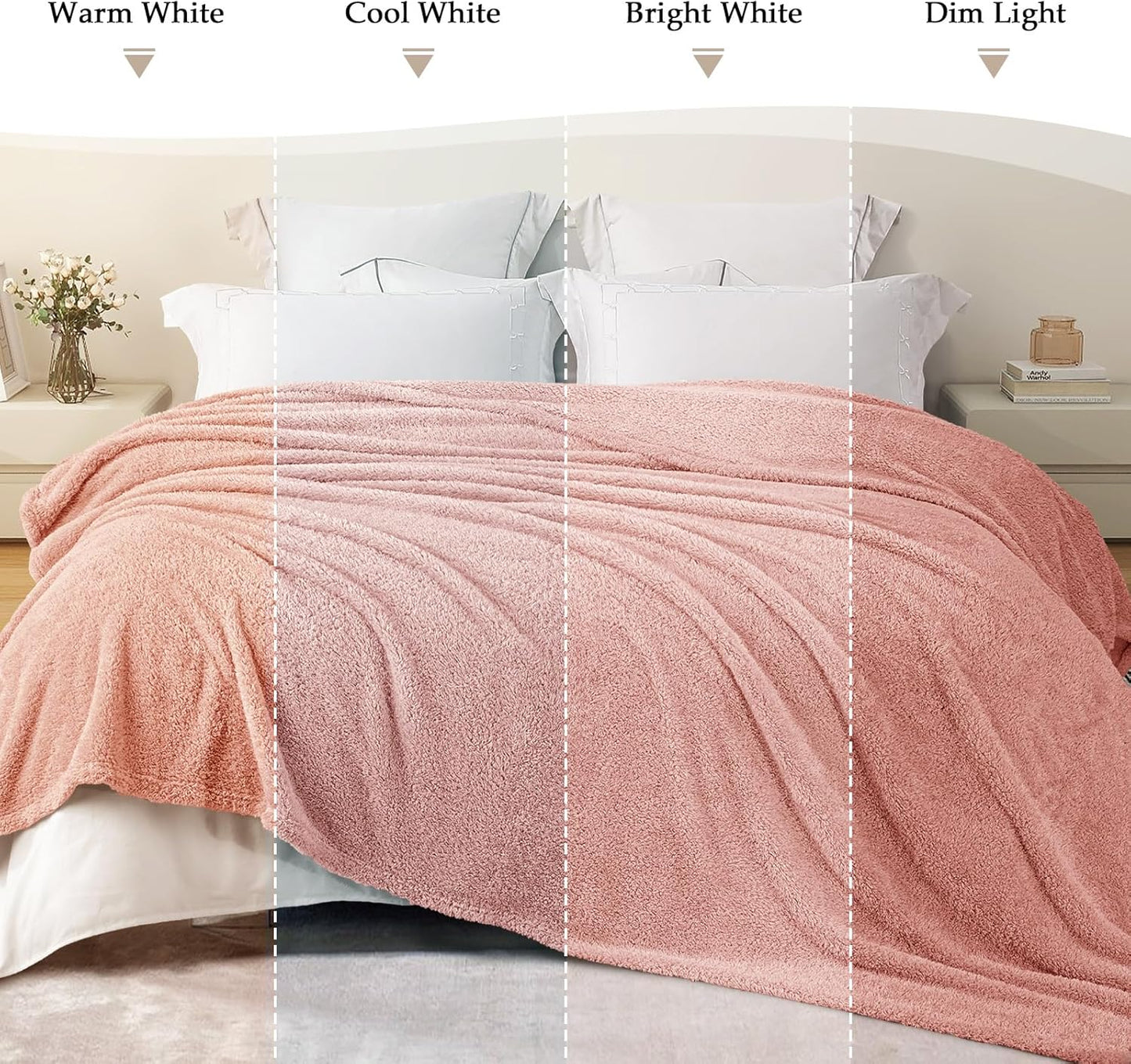 Exclusivo Mezcla Fleece Blanket for Couch, Soft and Cozy King Blankets for Women Men Girls Kids, Suitable for All Seasons, Dusty Pink, 90x104 Inches