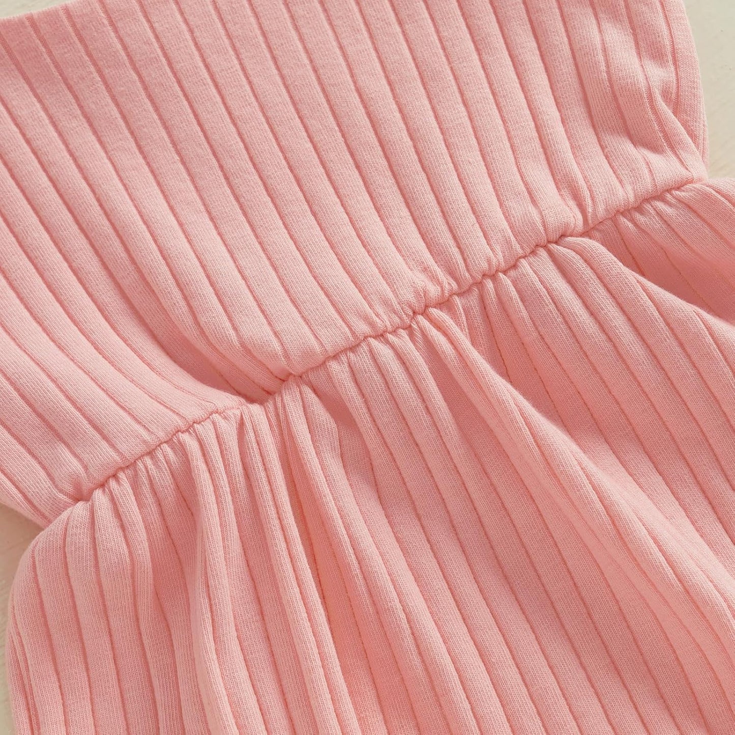 Newborn Infant Baby Girl Romper Ribbed Knit Sleeveless Spaghetti Strap One Piece Jumpsuit Bodysuit Summer Clothes