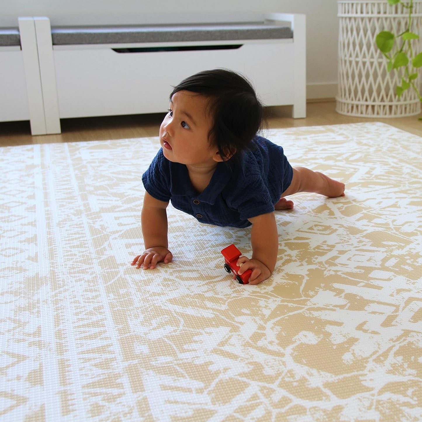 Cushmat Stylish Reversible Foam Play Mat (Large, Explorer - Gray Sand) - Soft, Waterproof, Durable Play mat for Infants, Babies, Toddler, Kids & Grownup - 6.5ft x 4.5ft