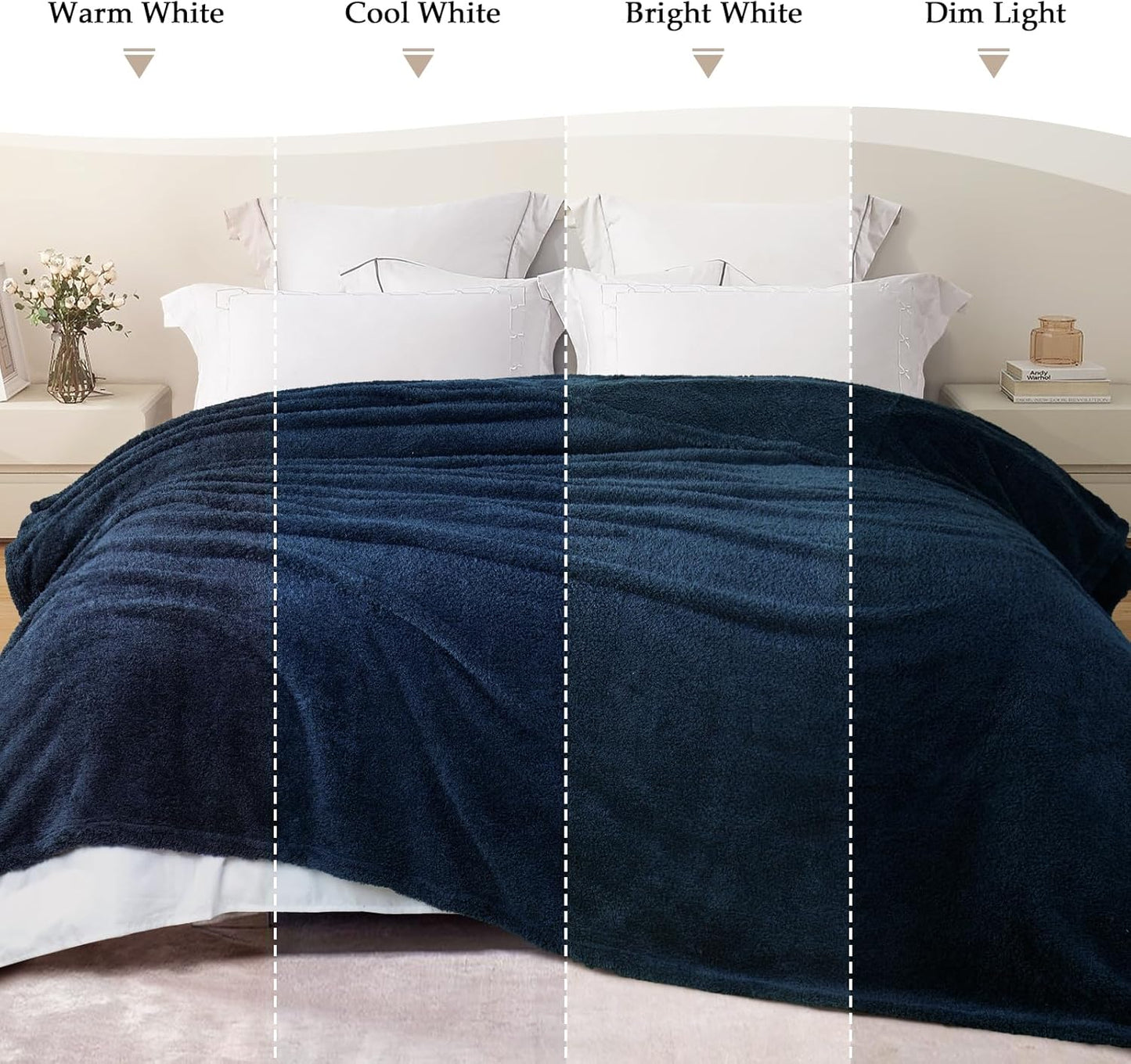 Exclusivo Mezcla Fleece Throw Blanket for Couch Sofa, Soft Warm and Fluffy Blankets for Women Men Girls Kids, Suitable for All Seasons, Navy Blue, 50x60 Inches