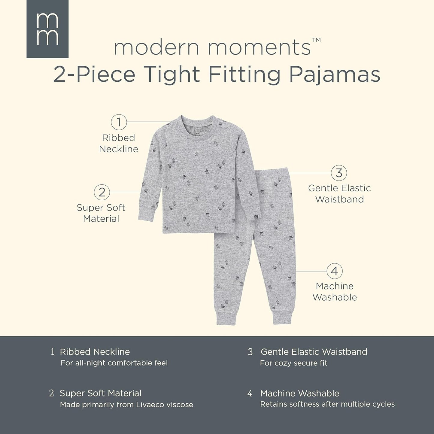 Modern Moments by Gerber Baby and Toddler Hacci Snug Fit 2-Piece Pajama Set