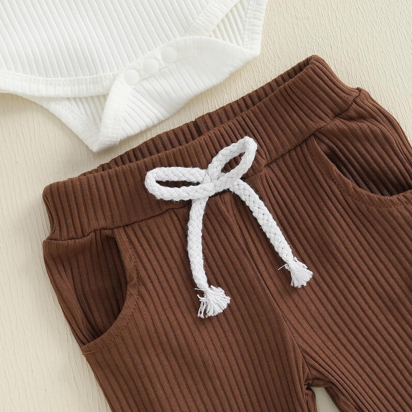 fhutpw Baby Boy Clothes 3 6 12 18 Months Ribbed Knitted Long Sleeve Romper and Pants Sets Newborn Fall Splicing Color Outfits