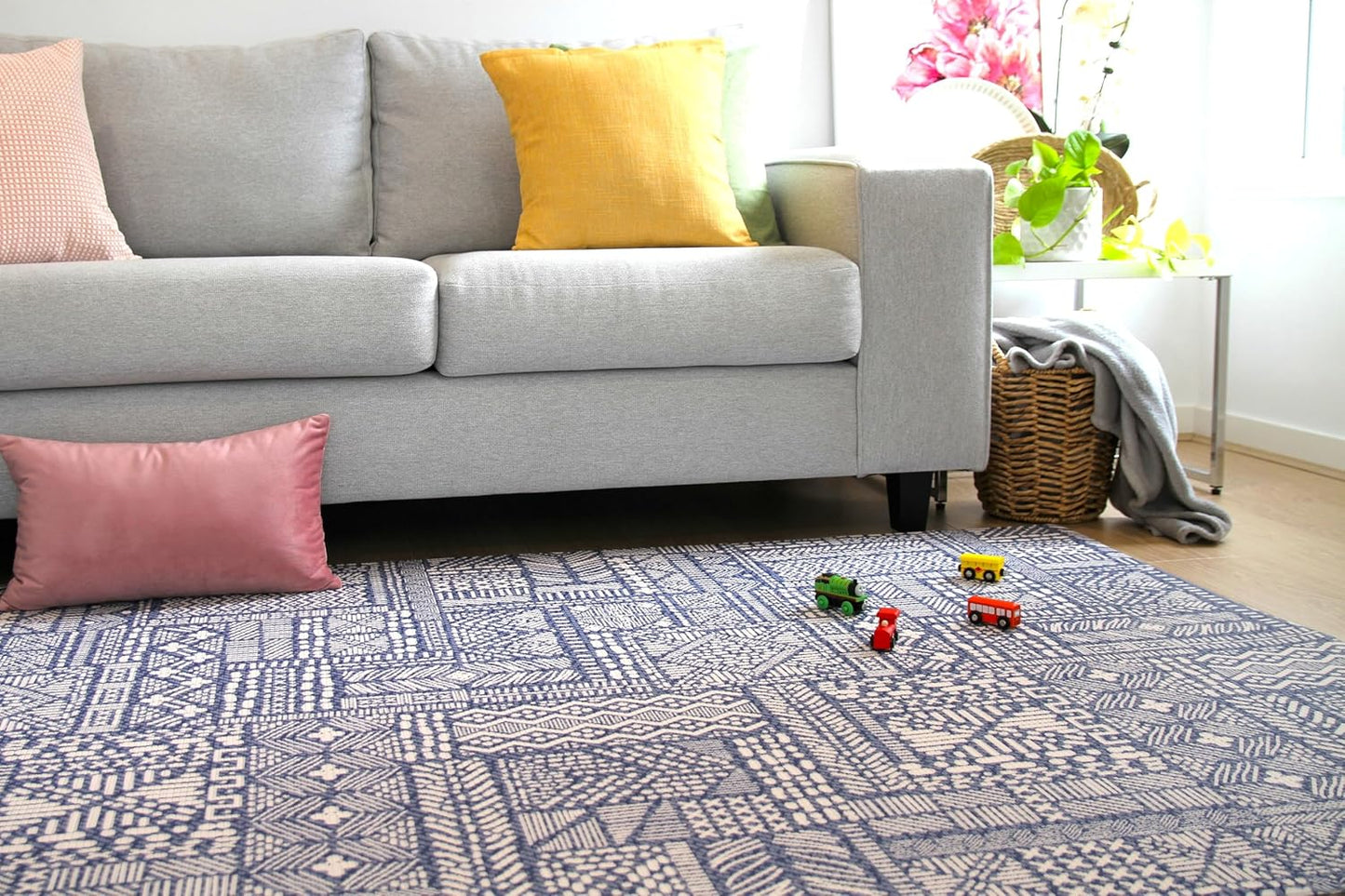 Cushmat Stylish Reversible Foam Play Mat (Large, Explorer - Cloud Indigo) - Soft, Waterproof, Durable Play mat for Infants, Babies, Toddler, Kids & Grownup - 6.5ft x 4.5ft