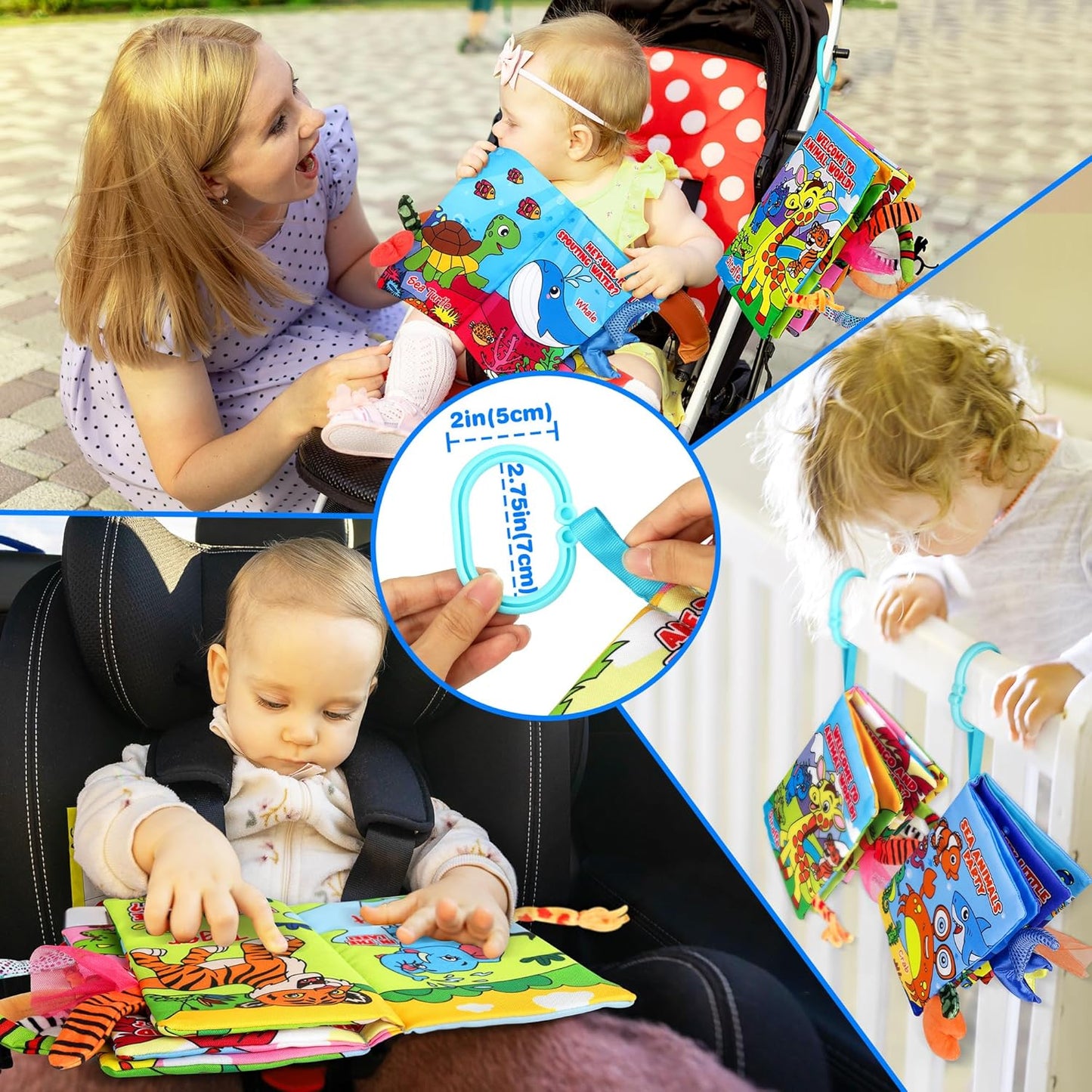 Vanmor Soft Baby Books for 0-18 Month Olds – 2PCS Crinkle Cloth Books with Forest & Ocean Themes, Tummy Time Toys for Infants, Sensory Books for Babies, Ideal Christmas