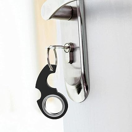 Black Keychain Spinner Fidget Ring Toy,Keychain Spinner Fidget Ring Metal Key Chain Spinner Fidget Ring Type Toy for Man Women and Kids Fidget Spinners