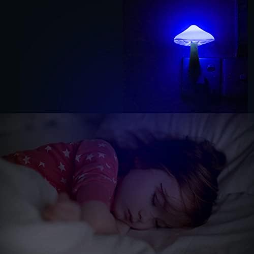 AUSAYE 4 Pack Plug in Night Light, Mushroom Light LED Nightlights for Kids, Adults, Bedroom, Bathroom,Hallway, Stairs, Kitchen Blue