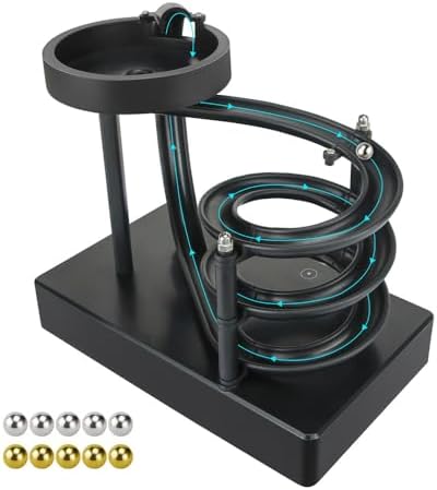 Kinetic Art Perpetual Motion Marble Machine for Home Office, Non-Stop Rolling Ball Toys Science Physics Gadget, Newtons Desktop Decoration Toys for Unisex Children Adult(Black)