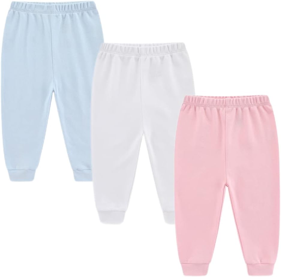 Unisex Newborn Baby Cotton 4-Pack Pants Embroidery Pringting Casual Leggings 0-24 Months for Boys and Girls