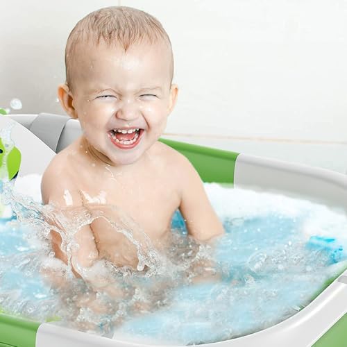 TPN Collapsible Baby Bathtub, Baby Bath Tub with Soft Cushion & Real-Time Thermometer, Baby Bathtub Infant to Toddler Tub (0-36 Months), Portable Newborn Travel Bath tub