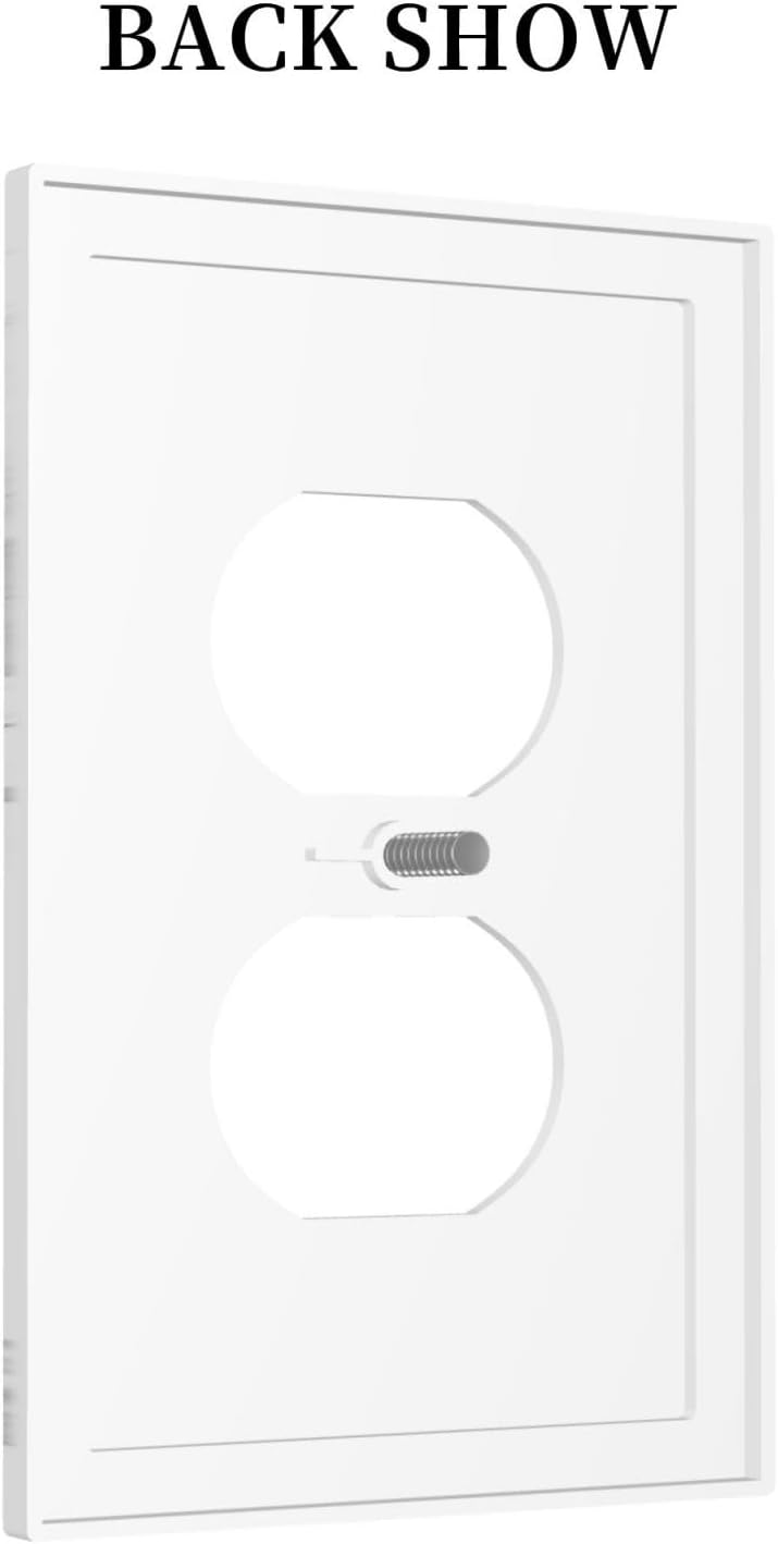 Outlet Covers Modern White Gray Marble 1 Gang Duplex Wall Plate Decorative Switch Plates Electrical Receptacle Faceplate Light Switch Cover for living Room Bathroom Decor