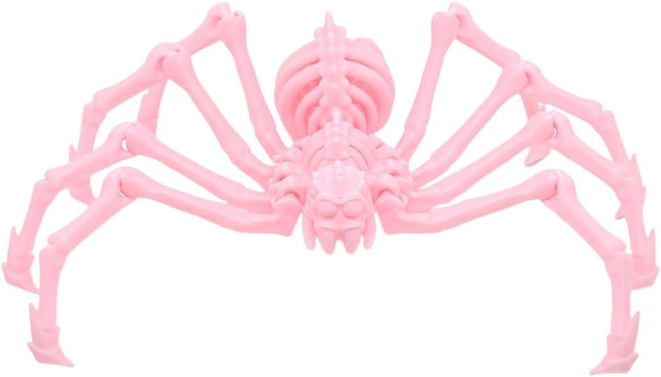 Large Skeleton Spider-Shy Spider,Halloween Decorations Skeleton Spider,Skeleton Spider Skull Bone Animal Skeleton Decorate Animal Halloween Skeleton Props (Pink)