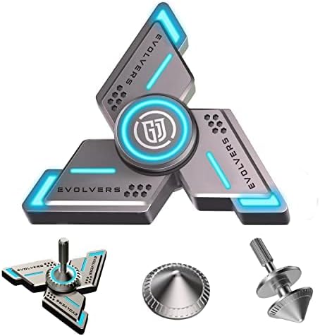 Cyclone Fidget Spinners, Gray Metal with Blue Luminous,Durable High Speed Silent Bearing, Finger Hand Spinner, Relieve Stress & Anxiety,Toys/Gifts for Adults & Kids (DIY Accessories Included)