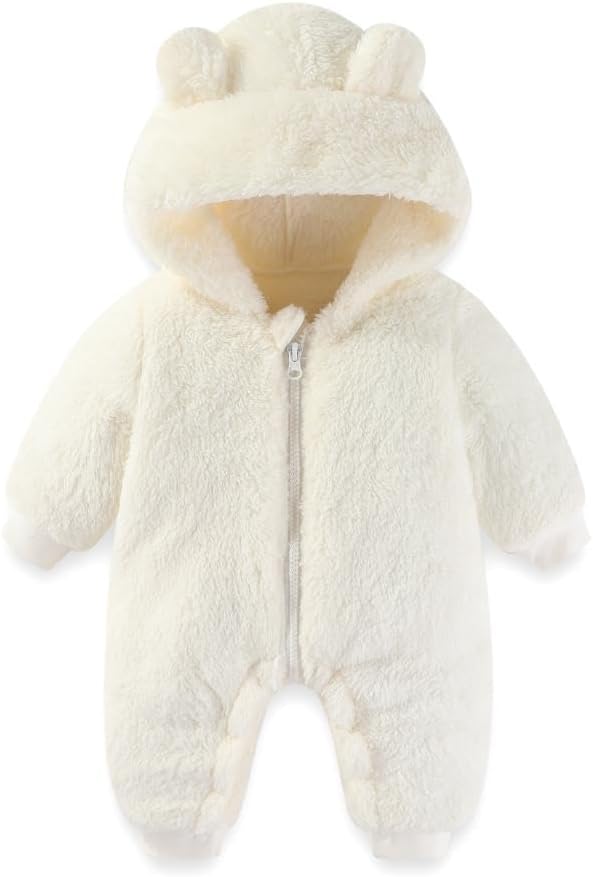 UVIPC Baby Newborn Bear Outfit Fleece Snowsuit Winter Clothes Hooded Jumpsuit Romper for Baby boy girl